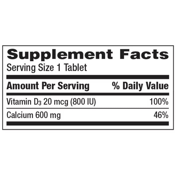 Caltrate 600 Plus D3 Calcium and Vitamin D Supplement Tablets, Bone Health Supplements for Adults - 60 Tablets Count