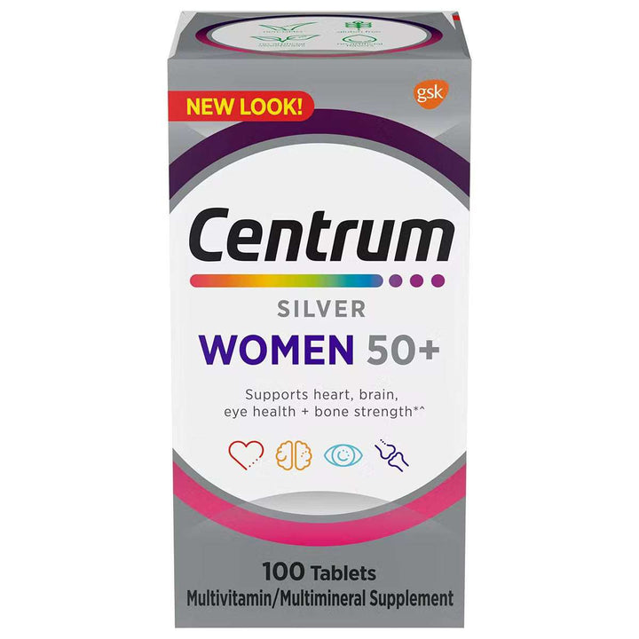 Centrum Silver Women 50+ 100 Tablets Box Image with white background