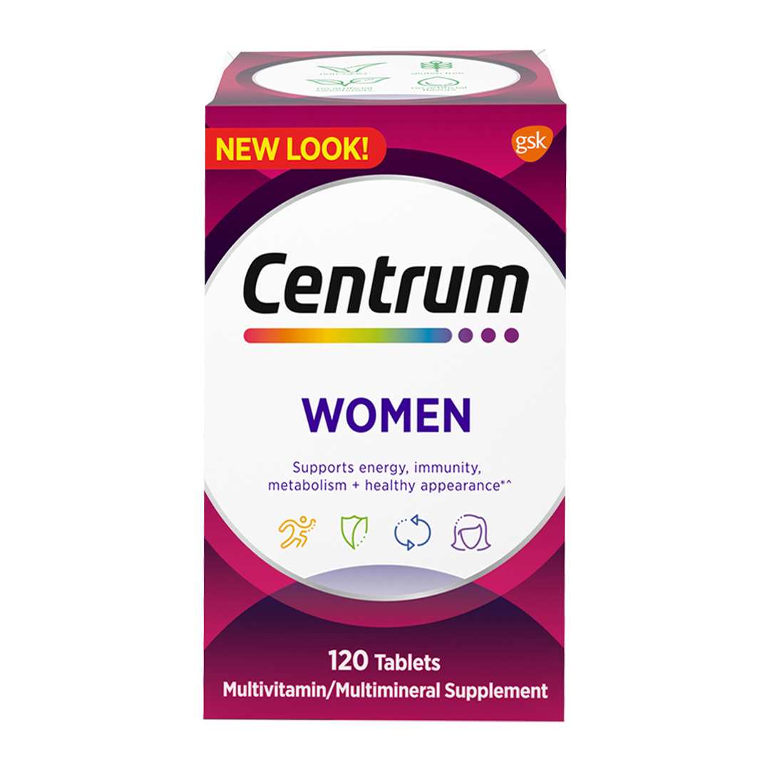 Centrum Women Complete Multivitamin 120 TabletCentrum Multivitamin for Women , Multimineral Supplement with Iron, Vitamin D3, B Vitamins and Antioxidant Vitamins C and E, Gluten Free, Non-GMO Ingredients - 120 Tablets Count