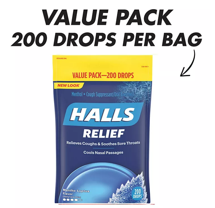 HALLS Relief Mentho-Lyptus Cough Drops, Value Pack (200 ct.)