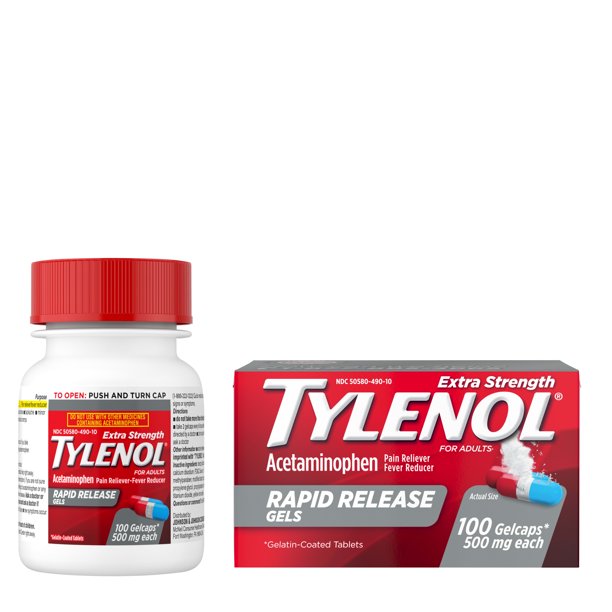 Tylenol Acetaminophen Rapid Release Gels, 100 ct