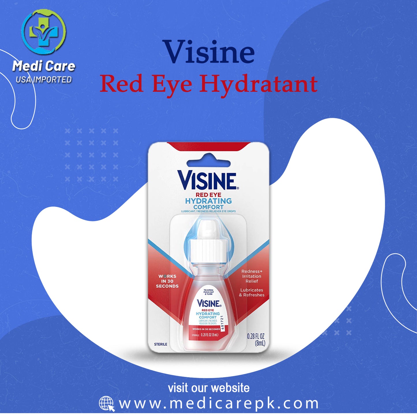 Visine Red Eye Hydrating Comfort Lubricating Eye Drops, 0.28 fl. oz